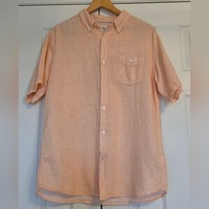 Weatherproof Vintage Men's Light Peach Casual Button Down Shirt, Size Large